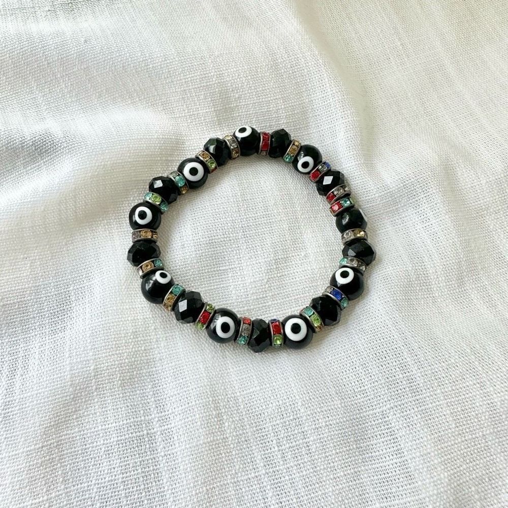 Black beaded salty eye multicolored bracelet